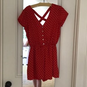 Small Red Patterned Romper